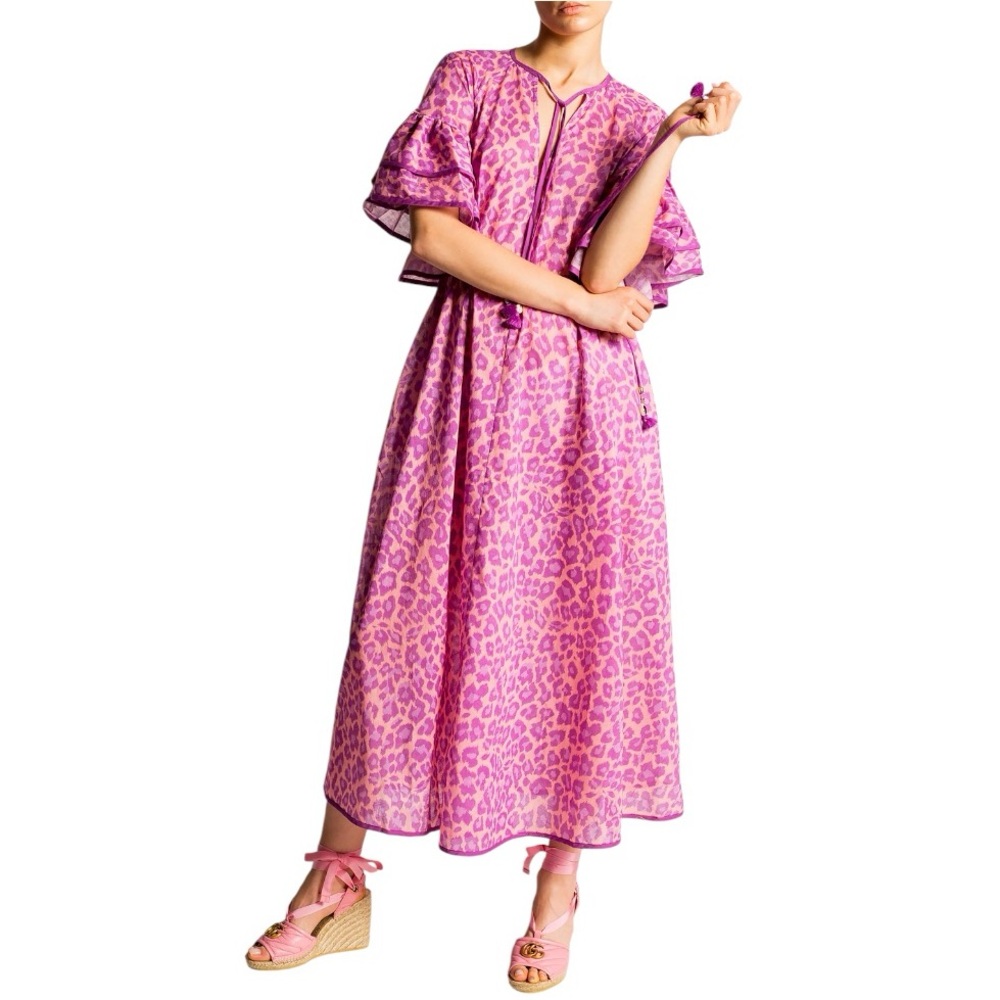 Zimmermann leopard print pink teddy dress